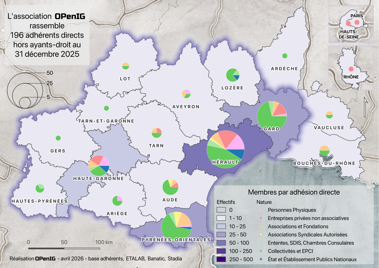 Carte des 196 adhérents d'OPenIG