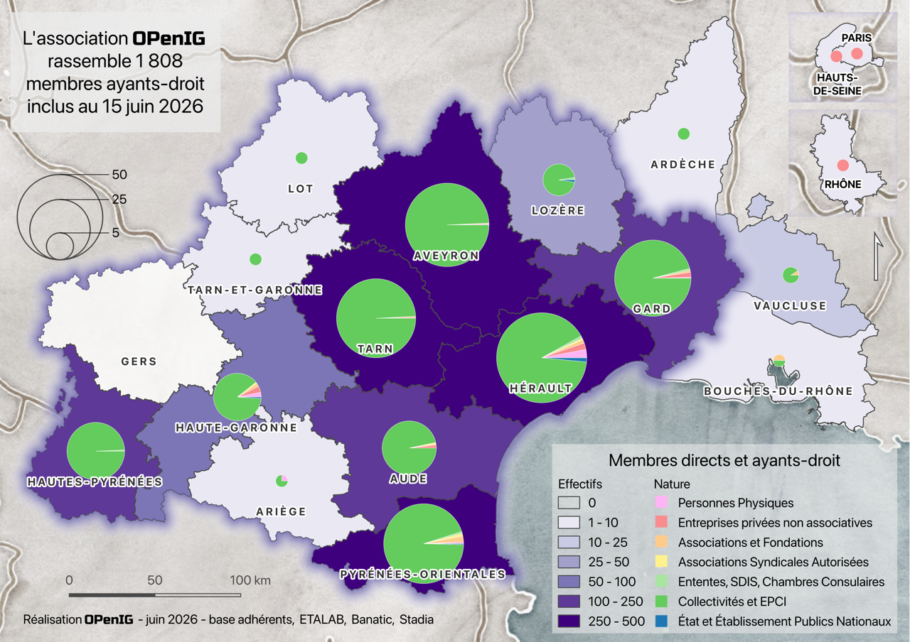 Carte des 1808 membres et ayants-droit d'OPenIG au 15 juin 2026
