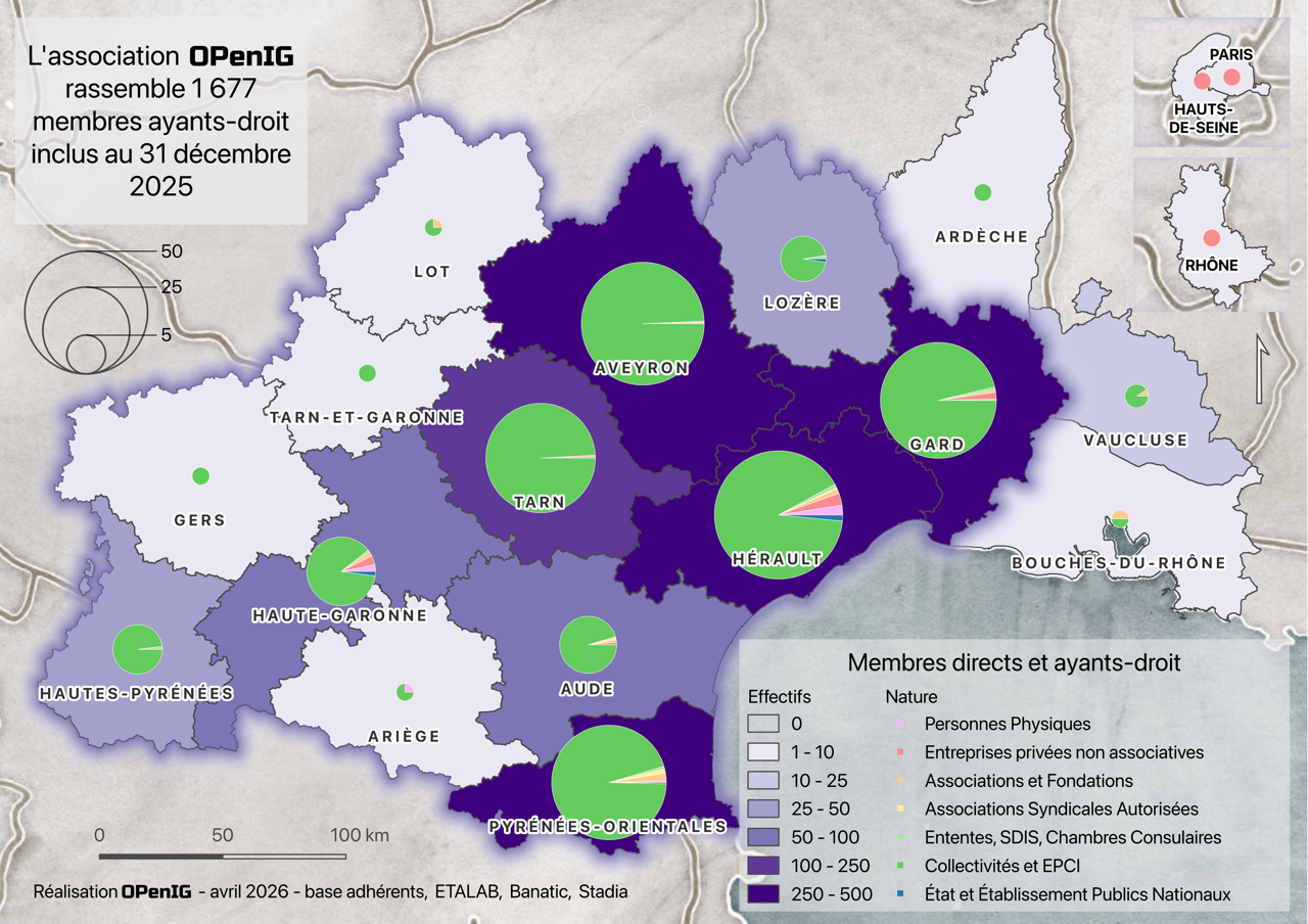 Carte des 1 677 membres et ayants-droit d'OPenIG en décembre 2025